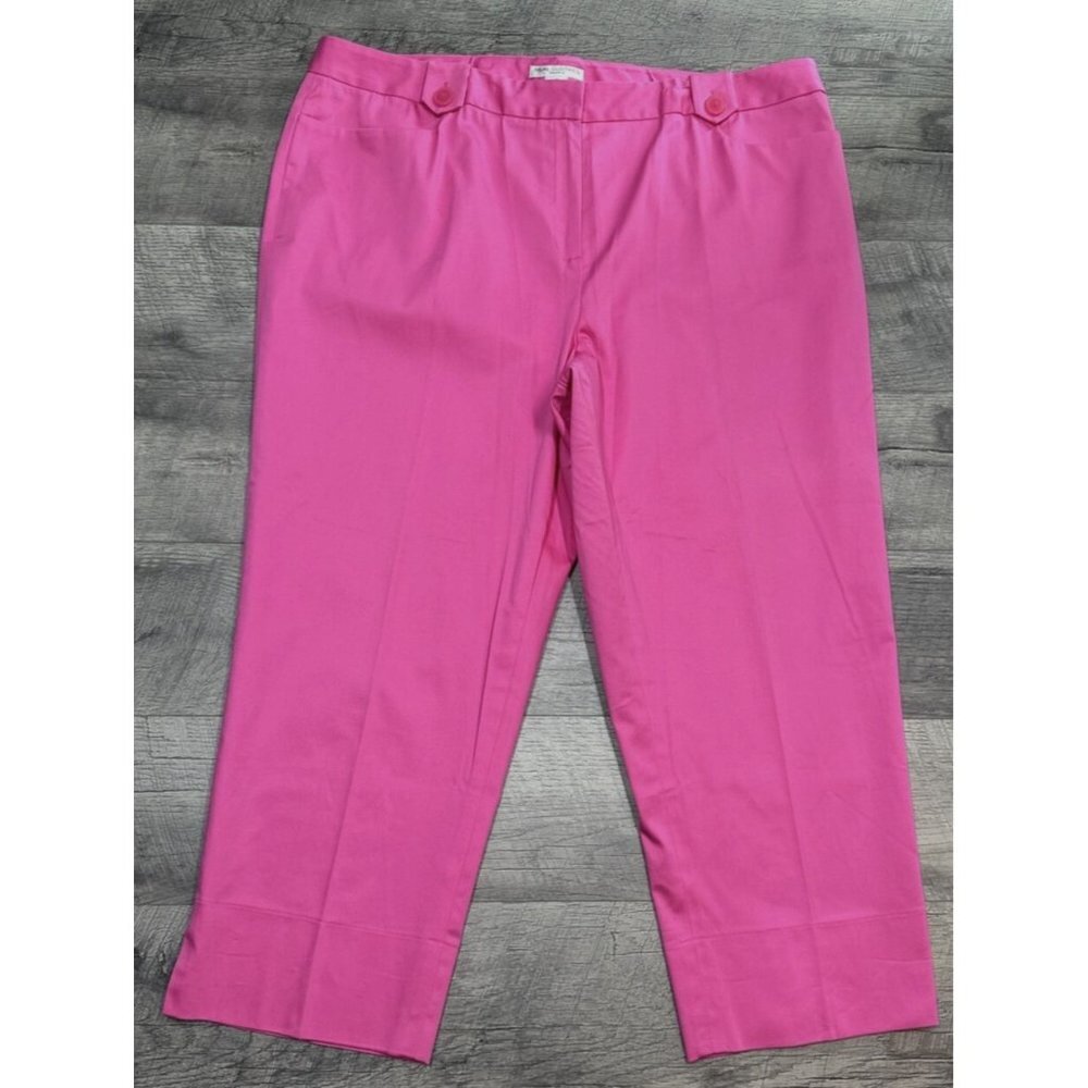 Saks Capri Pants Womens 18 Pink Cropped 40x25 Casual Stretch Coastal Cotton
